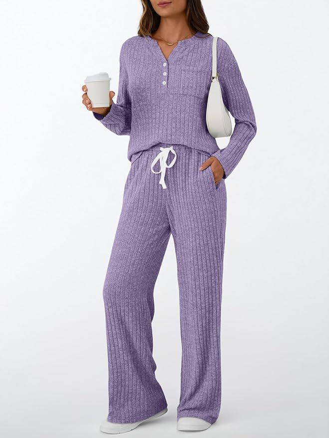 88516  Women's New Spring Jersey Ribbed Brushed 2-Piece Set