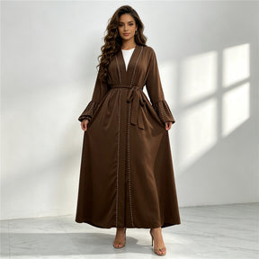 1961 abaya musulmana con cuentas de uñas lisas