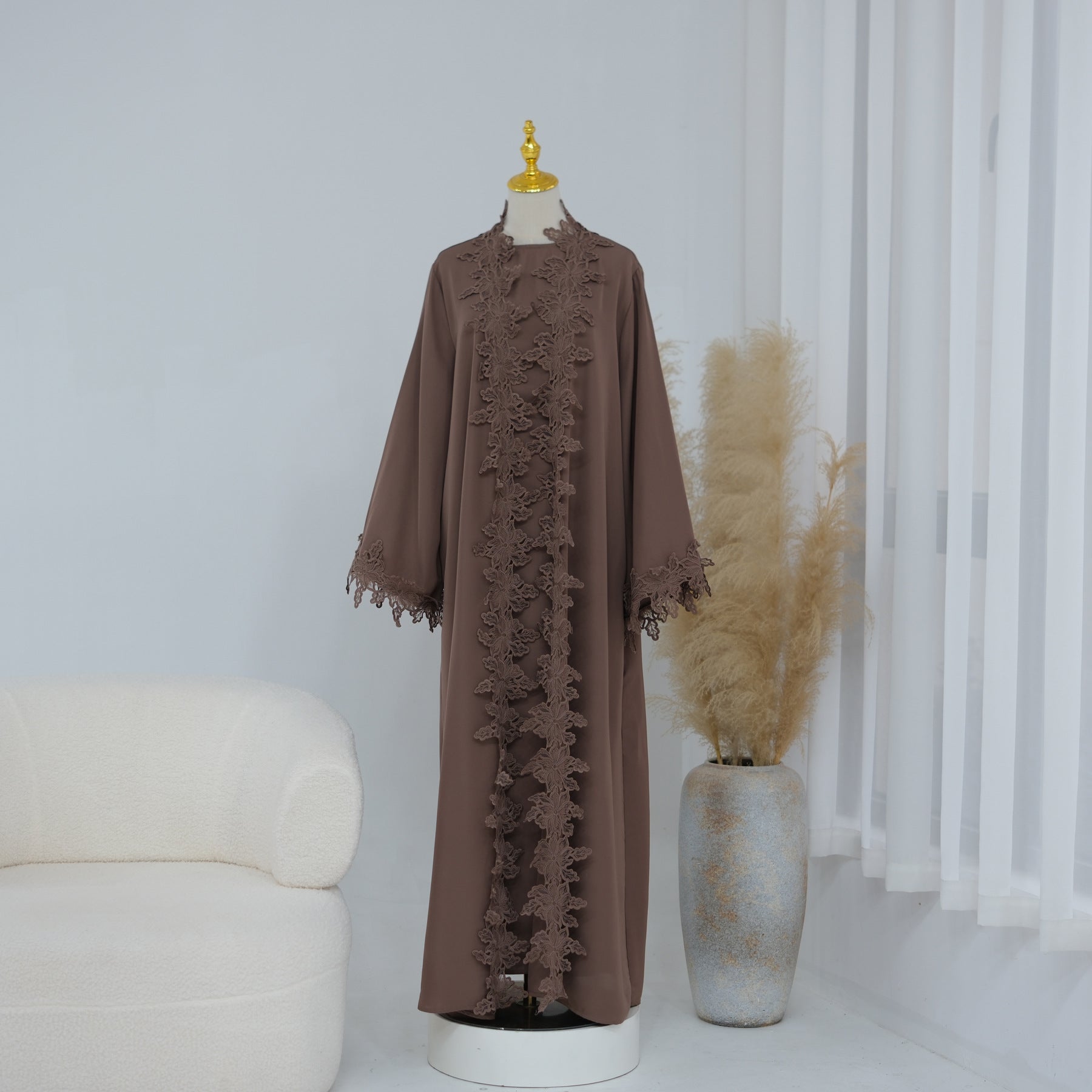 LR1184  Lace Splicing Cardigan and Inner Dress