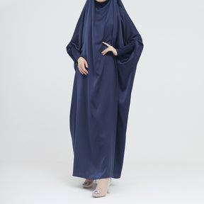 LR484   Plain plus size hijab-integrated dress