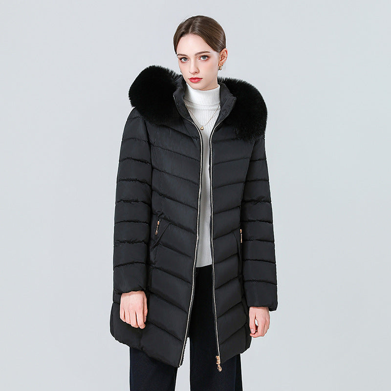 YAXF-8809  Women's Mid-Length Slim Winter Cotton-Padded Puffer Jacket