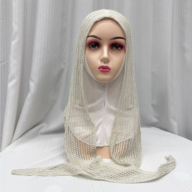 QK685 Exquisite Shiny Thread Diamond Hollow-out Muslim Hijab cap