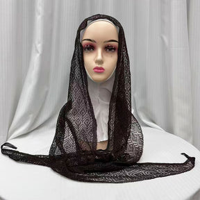 IH123  Exquisite Shiny Thread Diamond Hollow-out Muslim Hijab