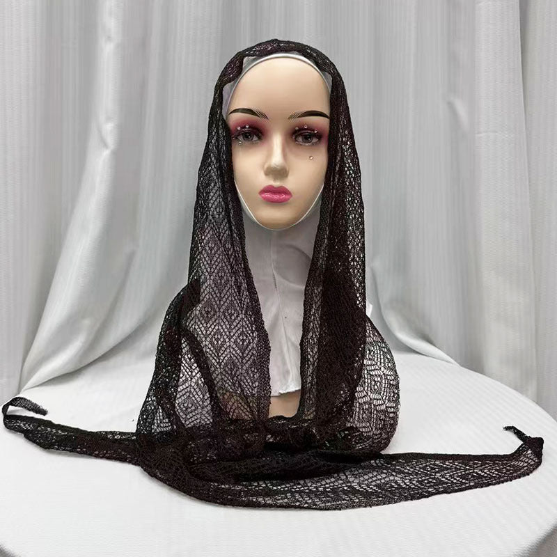 IH123  Exquisite Shiny Thread Diamond Hollow-out Muslim Hijab