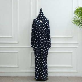 LR1119  Women's Vibrant Polka Dot Cardigan & Hijab 2-Piece Set