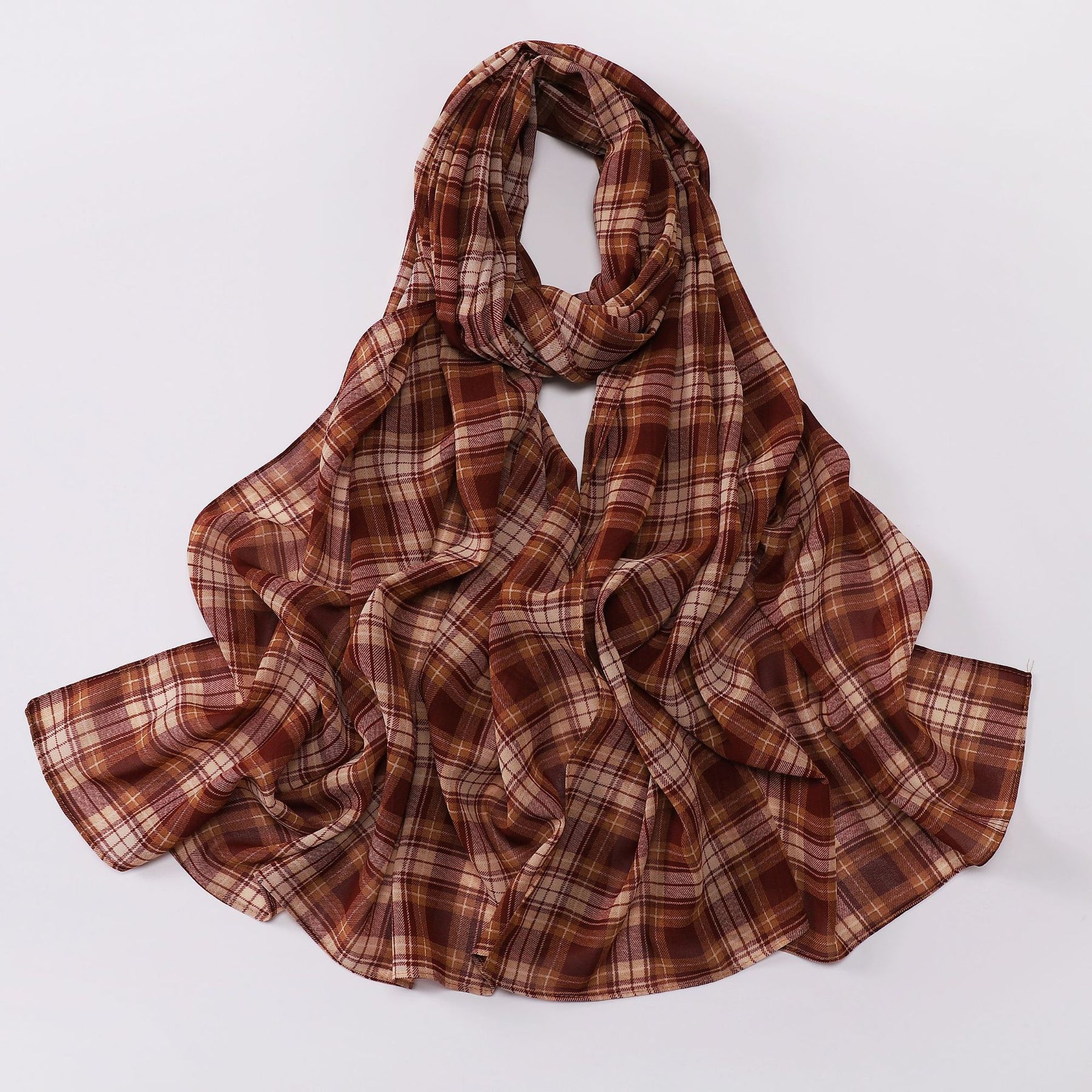 W-0022  Ditsy Floral Printed Pearl Chiffon Hijab