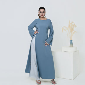 LR1102  Plus Size Long Sleeve Tie Waist Long Top with Back Zipper