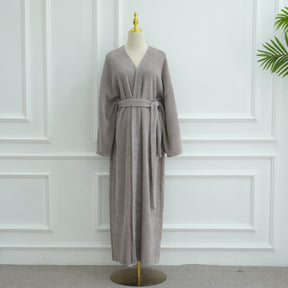 LR1125  Thick Winter Abaya Cardigan with Belt