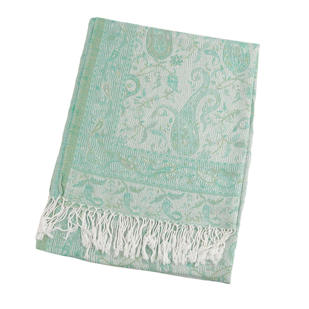 WJ046  Paisley Faux Cashmere Tassel Layering Scarf