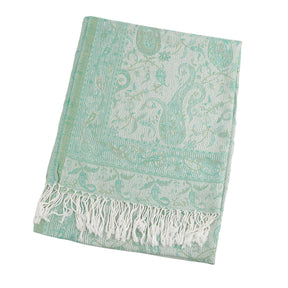 WJ046  Paisley Faux Cashmere Tassel Layering Scarf
