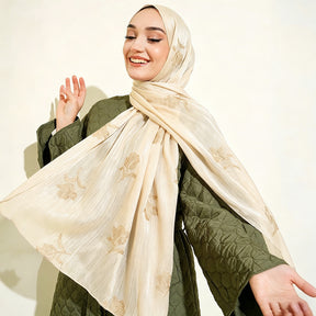 WJ103  Sea Island Silk Embroidered Sun Protection Hijab