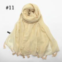 ND06  Plain Polyester Flat-Finish Tassel-End Hijab