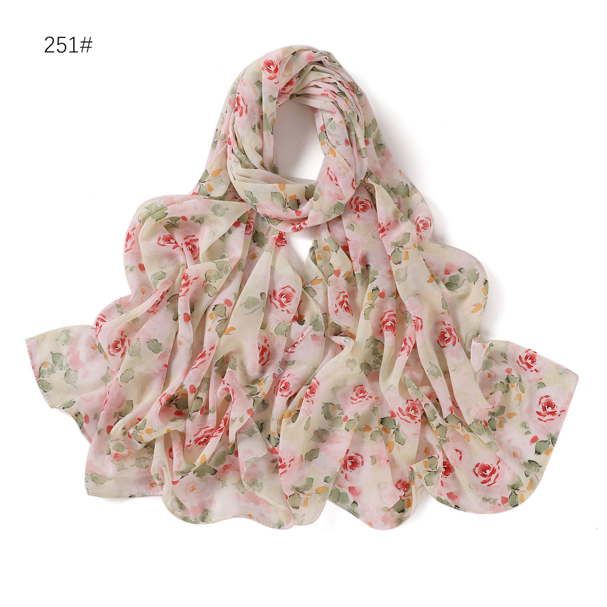 YH248-257 Pearl Chiffon Flower Pattern Printed