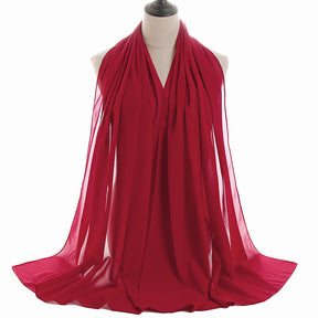 YW016  Plain pearl chiffon hijab