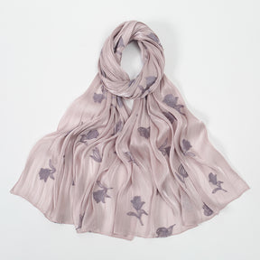 VE141  Sea Island Silk Embroidered Breathable Fashion Hijab