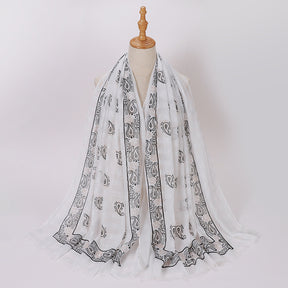 MSL276  Gold stamping hijab with gold thread - MOQ:2