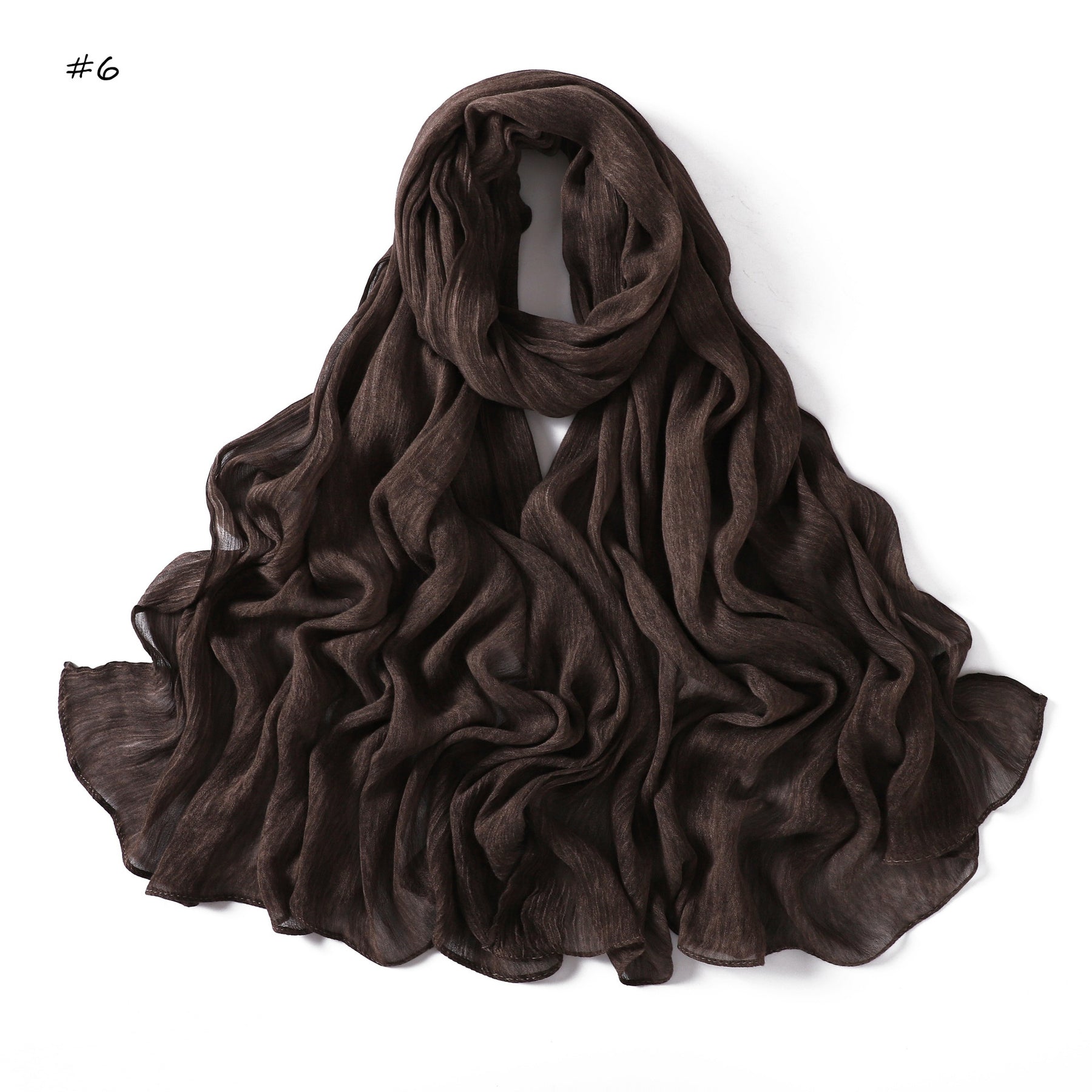 YZ322  Plain Washed-Dye Modal Crinkle Rolled-Edge Hijab