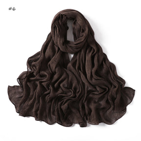 YZ322  Plain Washed-Dye Modal Crinkle Rolled-Edge Hijab