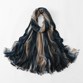 VE134  Ethnic Rainbow Tie-Dye Crinkle Rayon Hijab