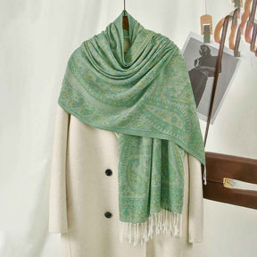 VS929  Cashew print hijab thick jacquard tassel scarf