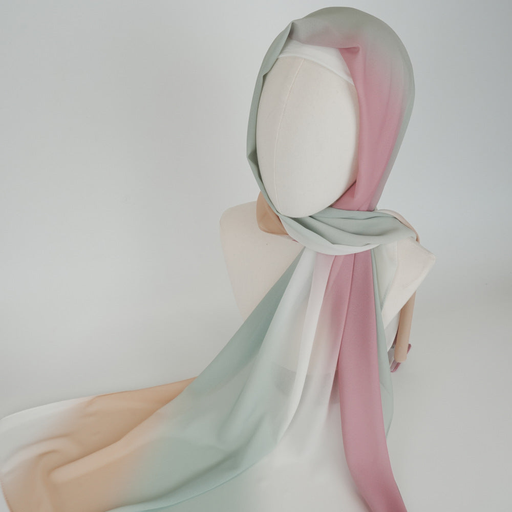 BFL001  Ombre Tie-Dye Pearl Chiffon Hijab