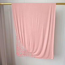 JBCX001  Plain Bamboo Fiber Jersey Hijab with Embroidered Lace