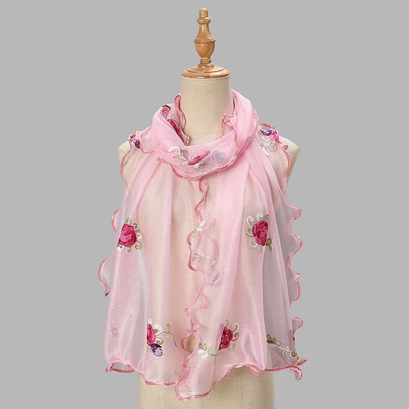 YSY559 Exquisite yarn embroidered scarf shawl