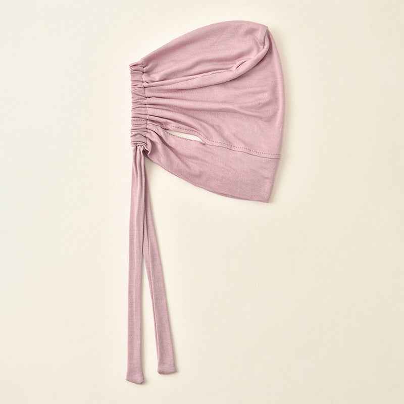 MSL139  Drawstring Plain Mercerized Cotton Hijab Cap - with Ear Openings