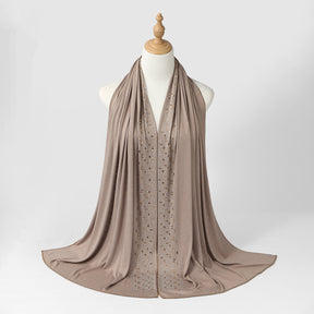 YW425  Mercerized Cotton Special-Shaped Hotfix Rhinestone Hijab