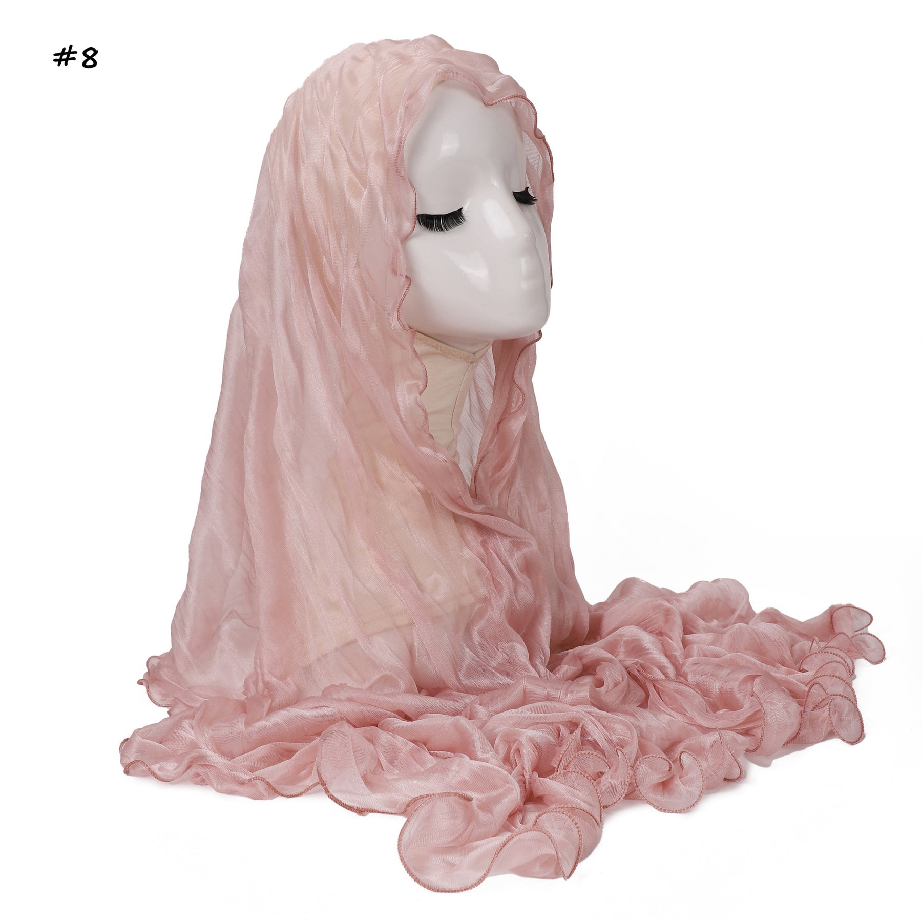 YZ327  Plain breathable glossy stretchy crinkled chiffon hijab