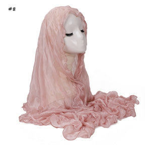 YZ327  Plain breathable glossy stretchy crinkled chiffon hijab