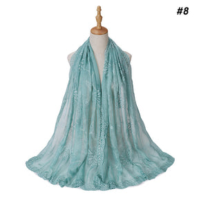 MSL231  Plain Polyester Embroidered Rhinestone Hijab