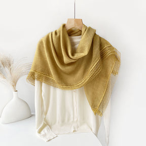 SS006  Plain Lightweight Lace Trim Polyester-Cotton Square Scarf