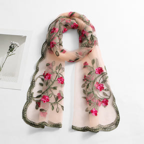 VE154  Nylon Embroidered Breathable Lightweight Hijab