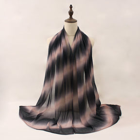 Z0A70006  Striped gradient pleated scarf - MOQ:2