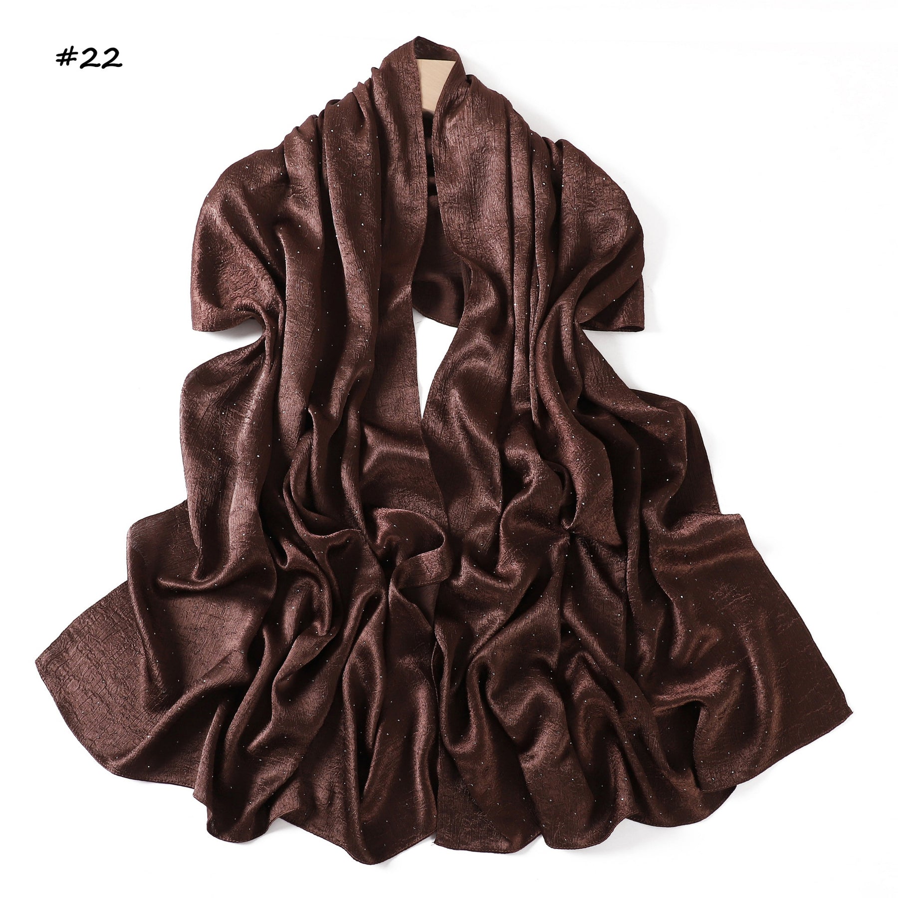 YZ325  Plain Hotfix Rhinestone Crinkled Satin Hijab