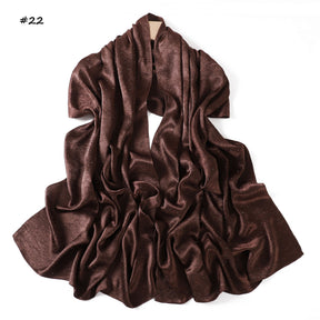 YZ325  Plain Hotfix Rhinestone Crinkled Satin Hijab