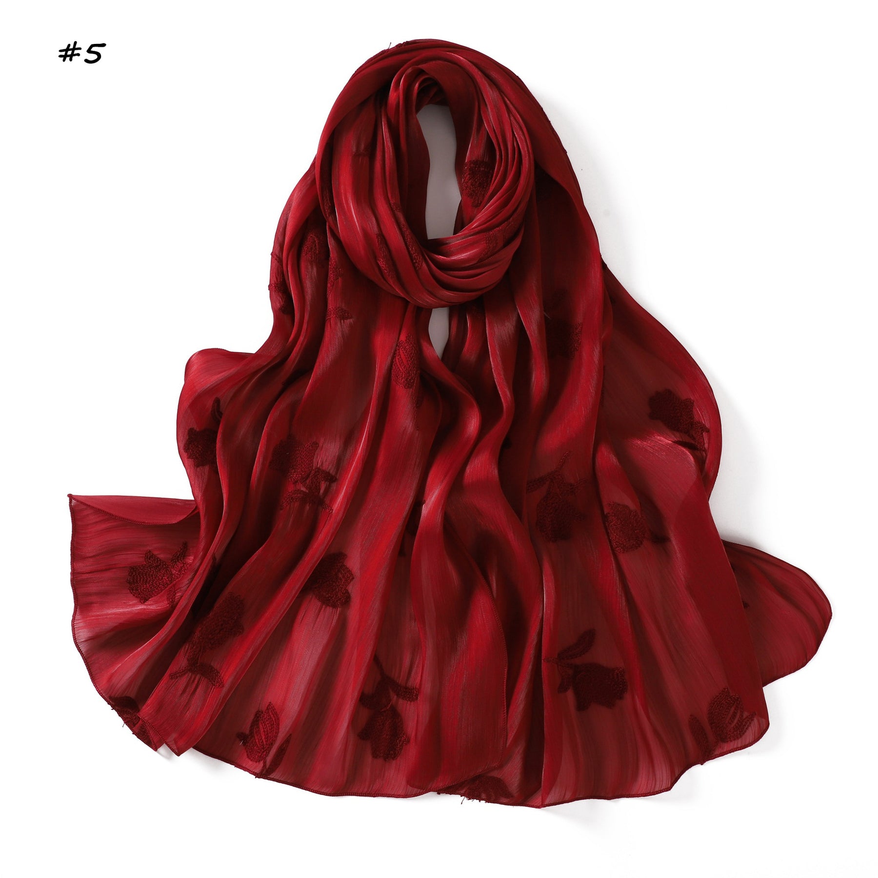 YZ330  Plain Sea Island Silk Embroidered Satin Hijab