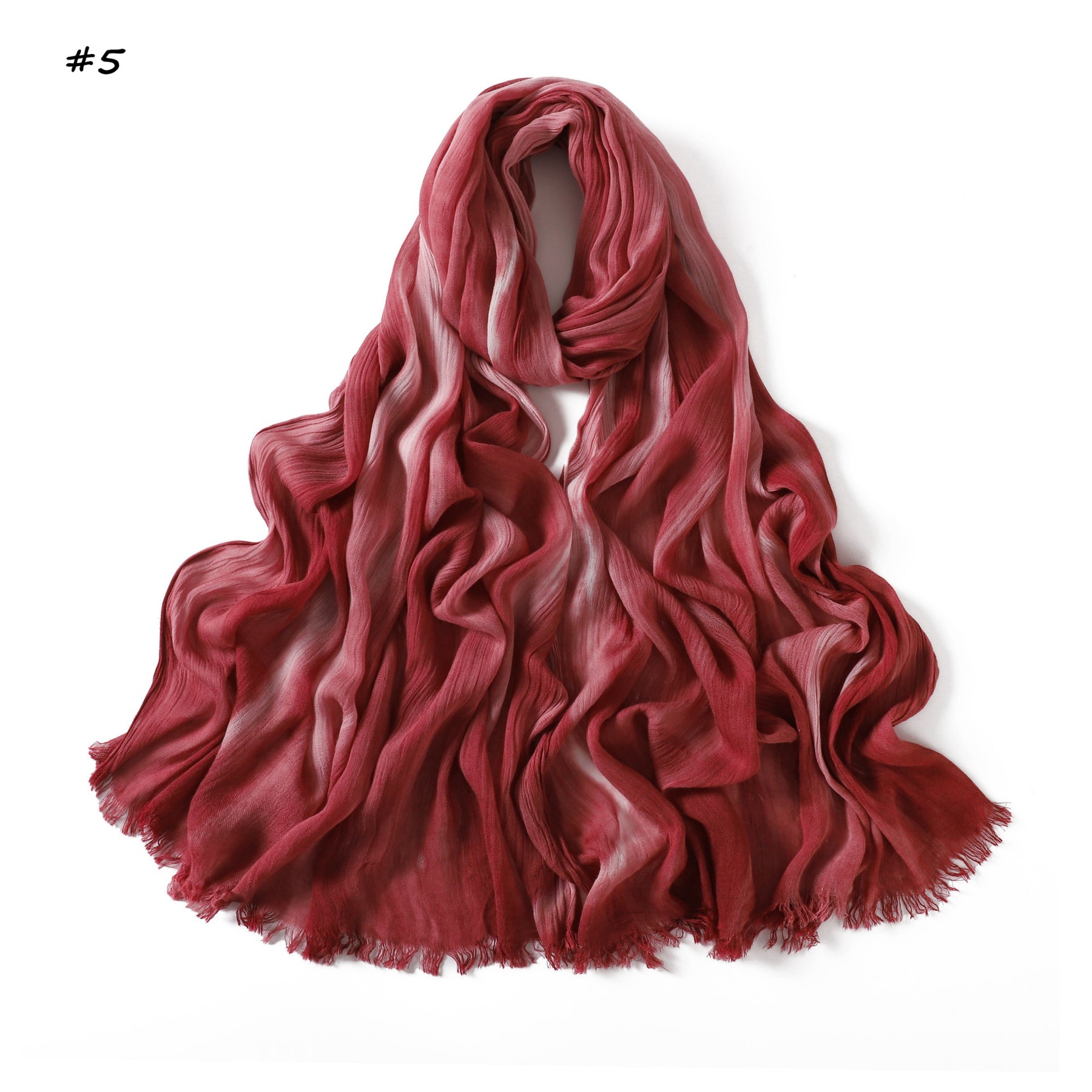 YZ331  Gradient Viscose Crinkle Long Hijab Lightweight Breathable