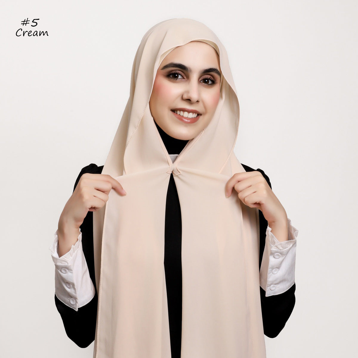 YZ316  Plain Silky Thick Chiffon Hijab with Built-in Magnetic Buckle and Matching Undercap