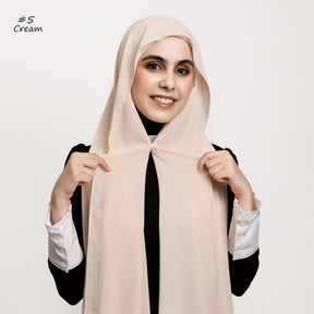 YZ316  Plain Silky Thick Chiffon Hijab with Built-in Magnetic Buckle and Matching Undercap