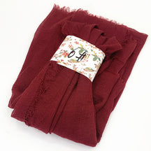 WJ01  Plain Seersucker Crinkle Fringe Edge Large Hijab