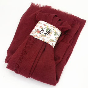 WJ01  Plain Seersucker Crinkle Fringe Edge Large Hijab