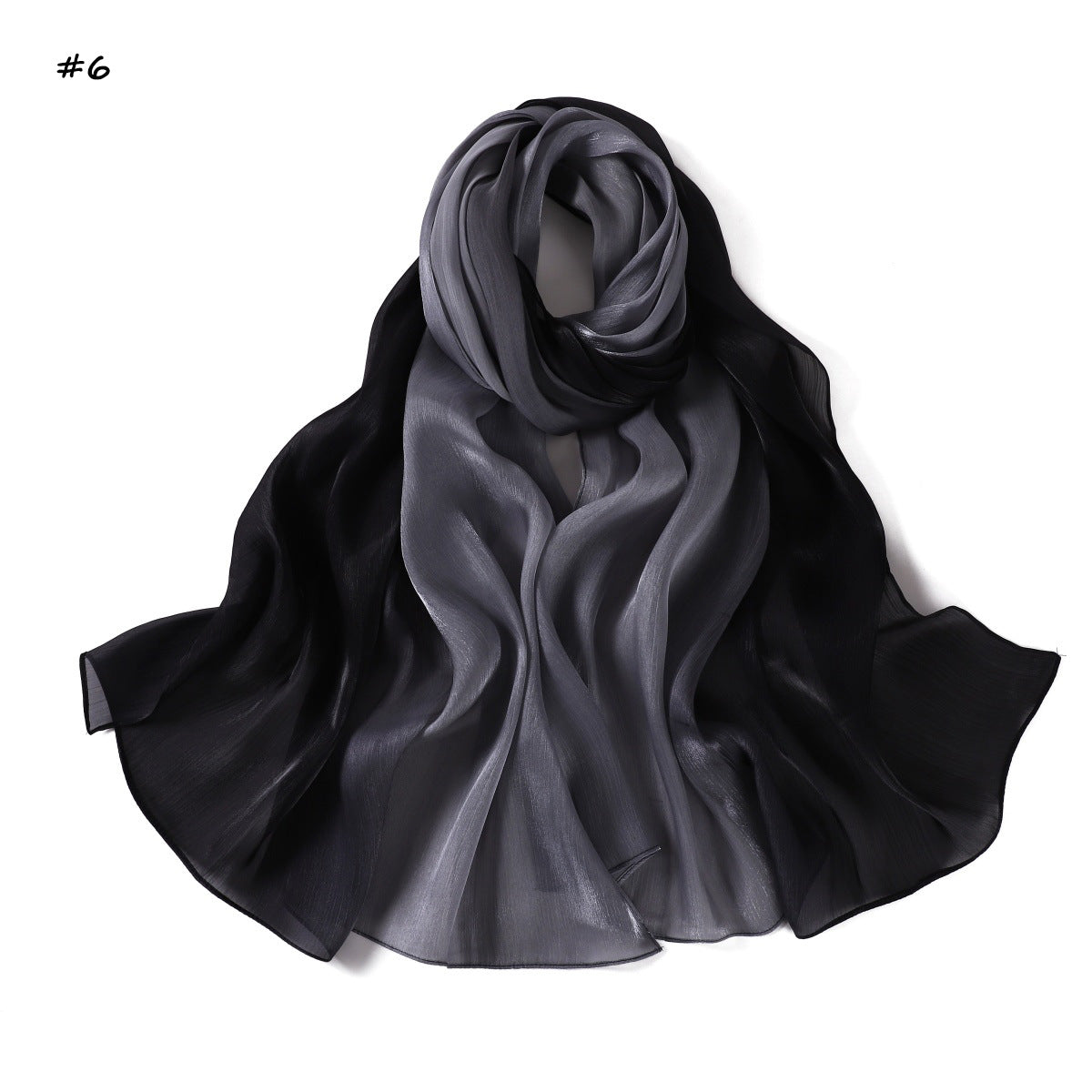 YZ313  Shimmering Ombre Sea Island Satin Crinkle Polyester Hijab