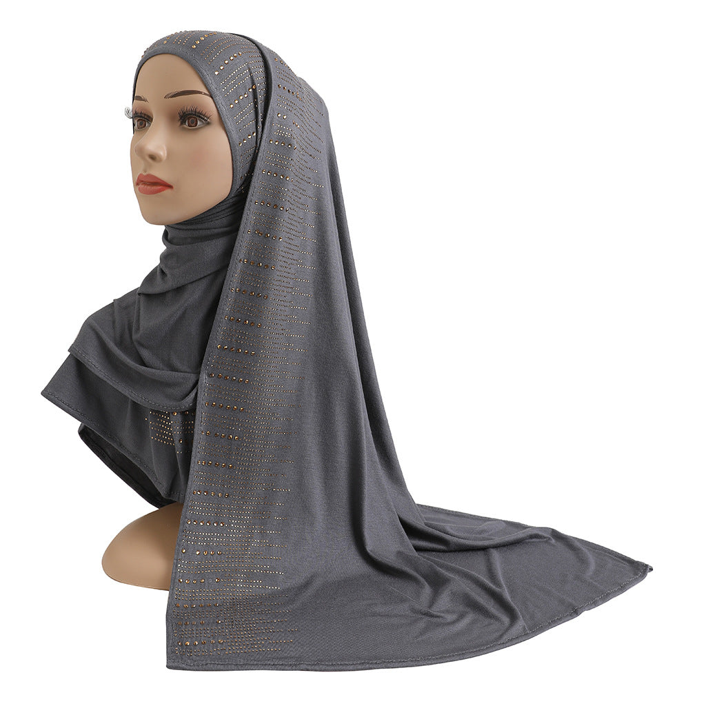 H204 Mercerized cotton plain Gold stamping instant hijab