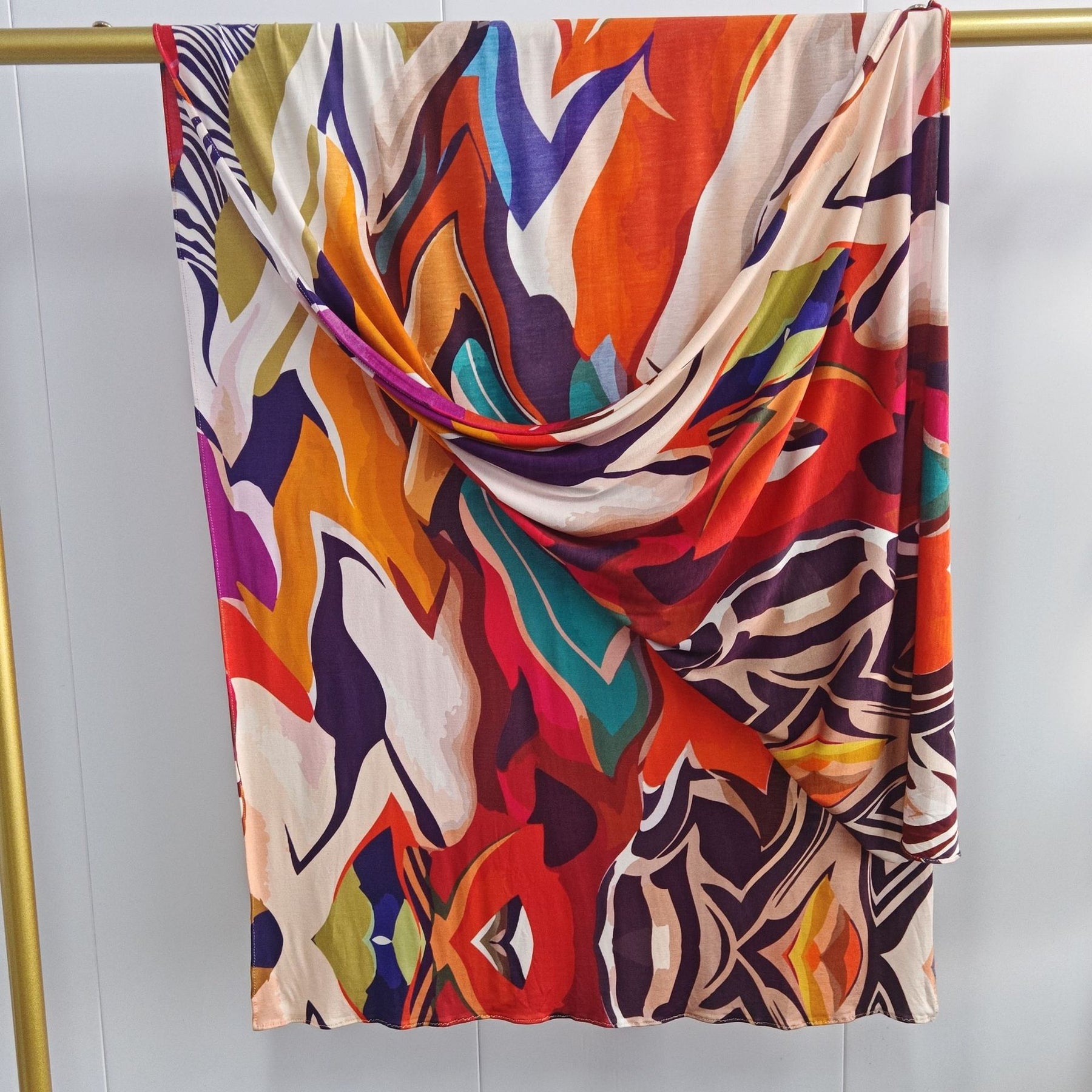 JB099  Mercerized Cotton Double Sided Watercolor Marble Print Long Hijab