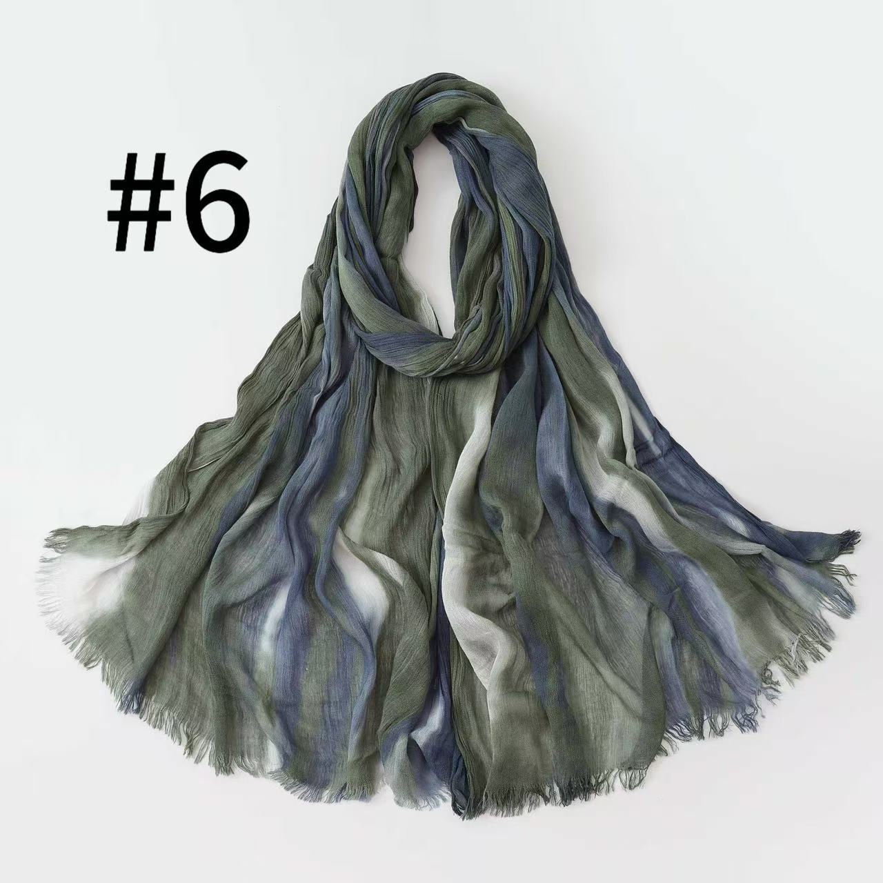 WJA485  Gradient Tie-Dye Autumn/Winter Crinkled Hijab