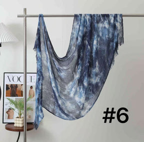 SS008  Modal Dreamy Tie-Dye Short Tassel Crinkle Hijab