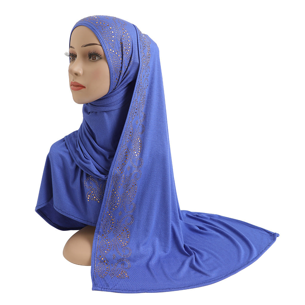 H202 Mercerized cotton hot stamping glass drill instant hijab