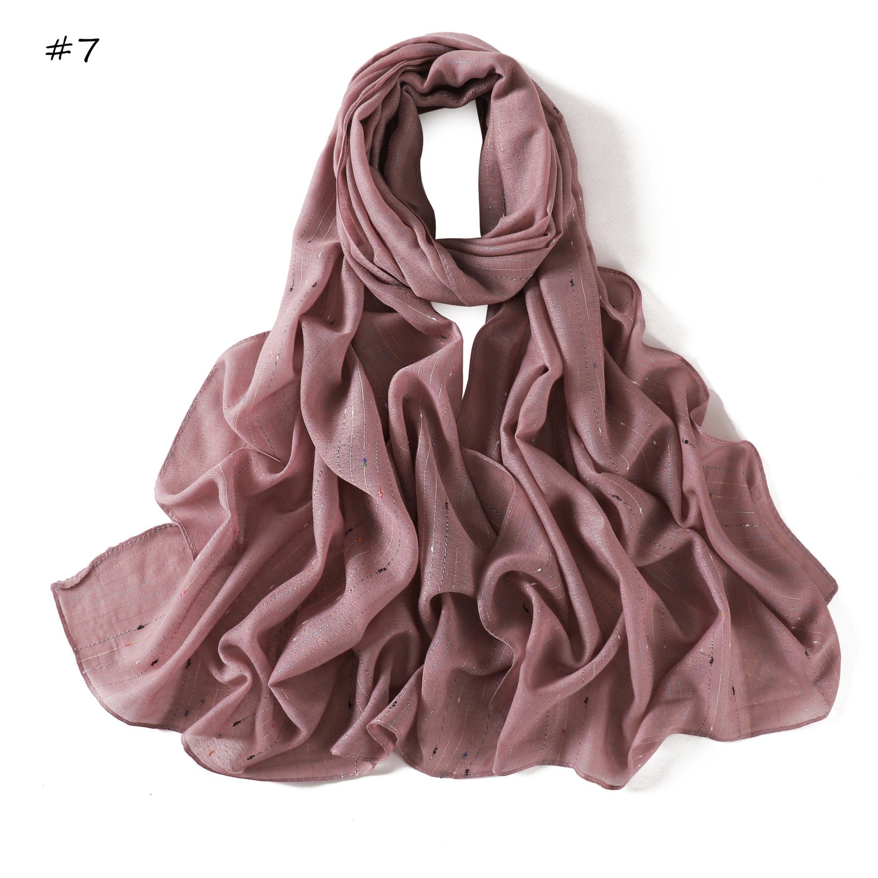 YZ340  Plain Striped Color Thread Polyester Hijab